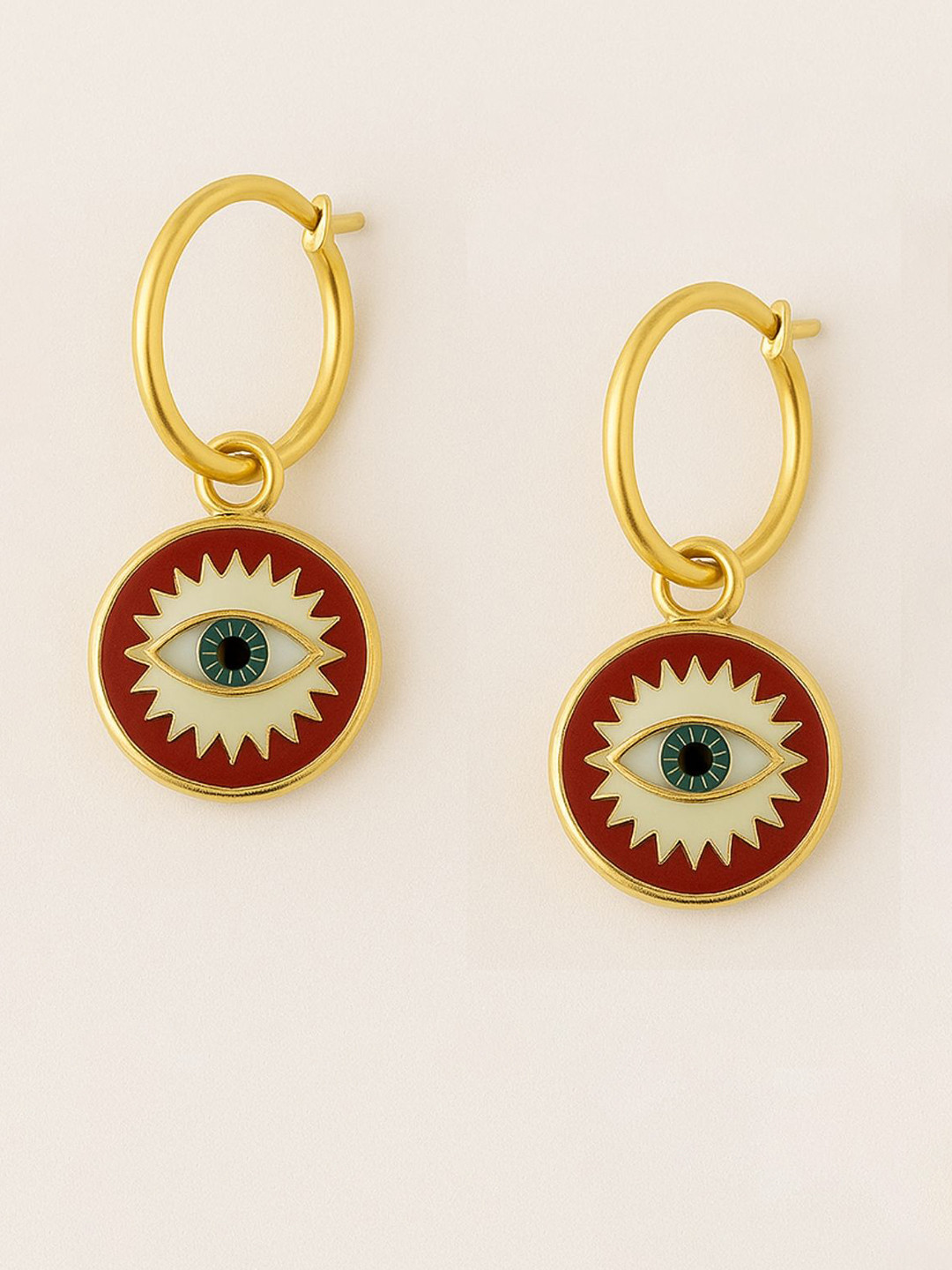 House of Pehr Gold-Plated Circular Evil Eye Drop Earrings