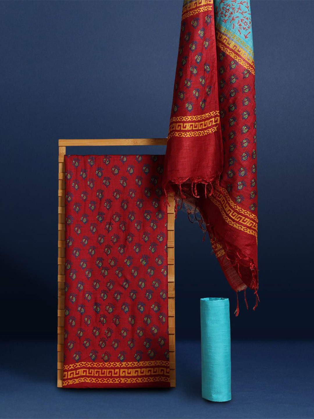 Taavi Hand Block Printed Unstitched Dress Material