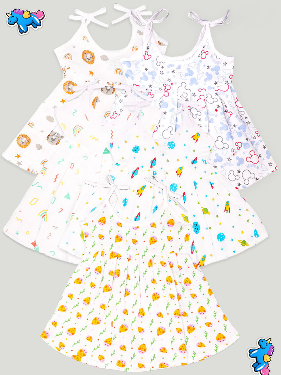 Kidbea Muslin Girls fabric baby girls frock | Packof 5