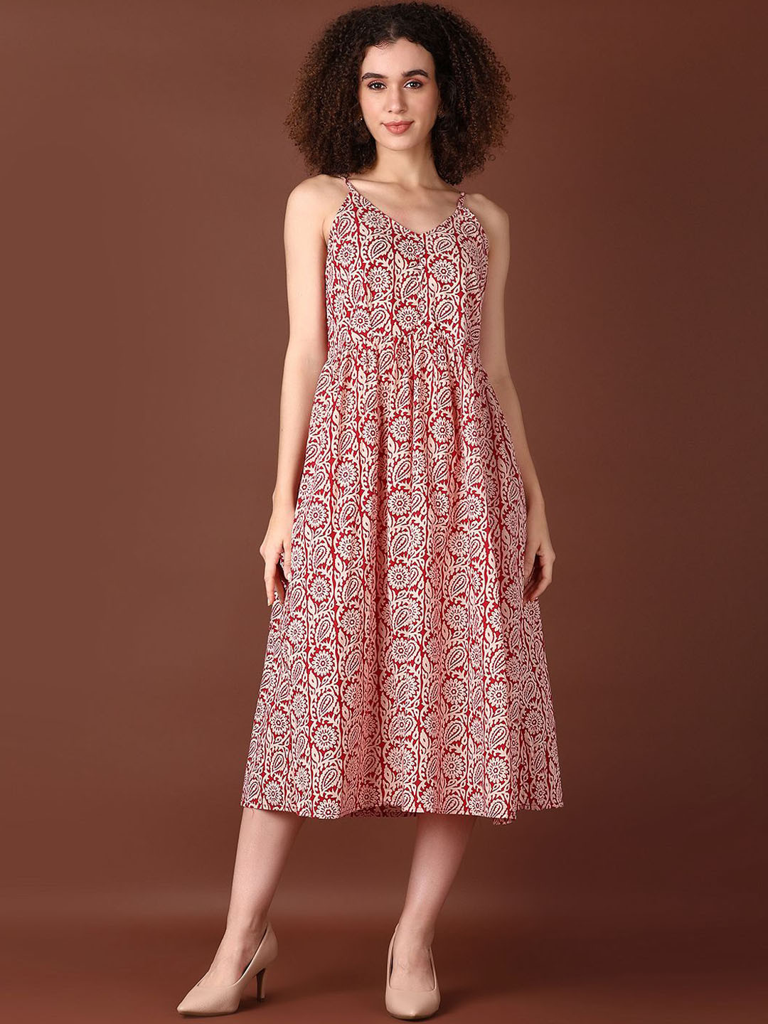 LIMEROAD Ethnic Printed Fit & Flare Midi Ethnic Dresses