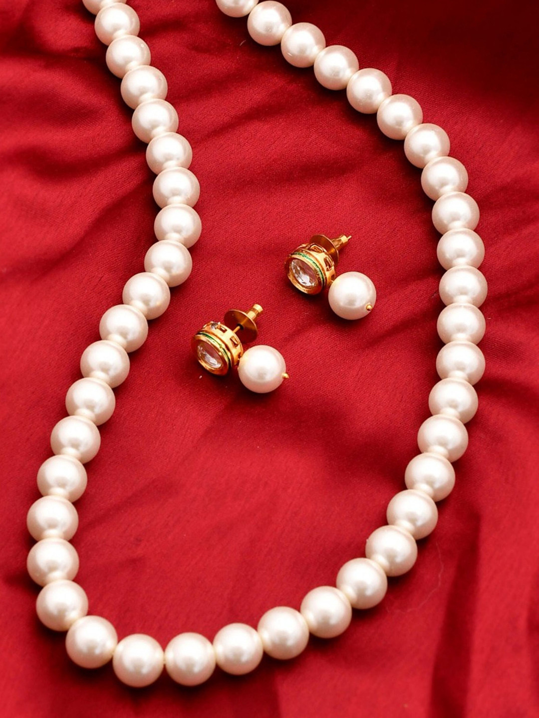 Anouk Gold-Plated Creame Pearls Beaded Jewellery Set