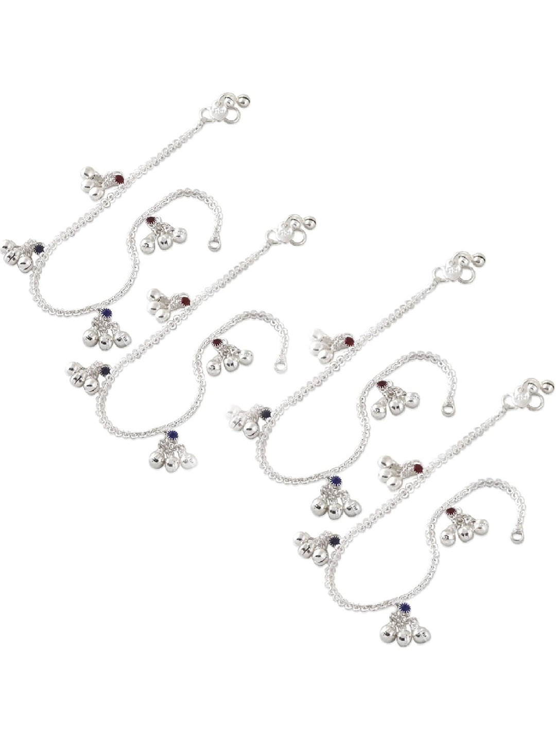 Lila Set Of 2 Ghungroo Beaded Sitara Goli Latkan Anklets