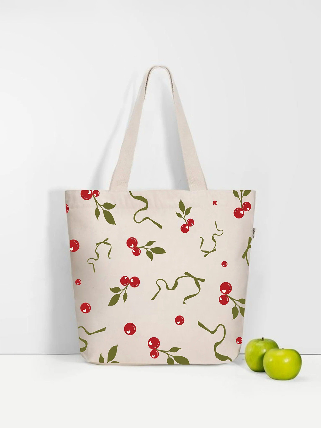 EcoRight Floral Printed Mon Cherry Shopper Tote Bag with Tasselled