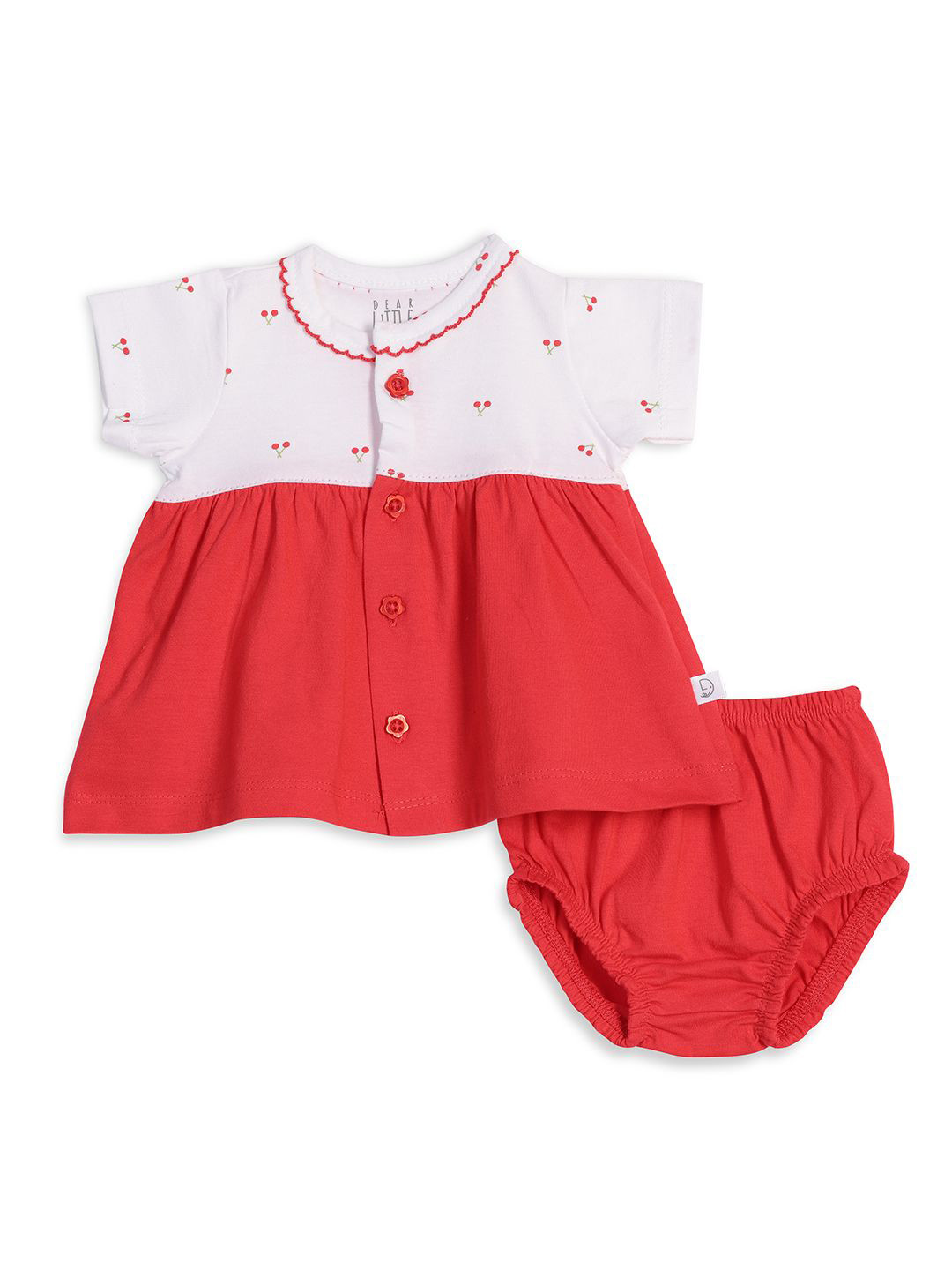 Dear Little Girl Colourblocked Shirt Dress With Bloomer