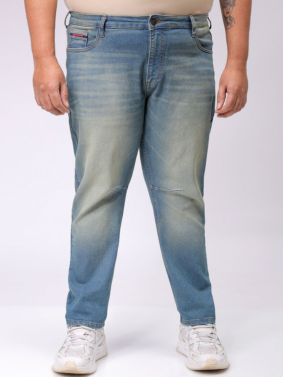 Hardsoda by The Indian Garage Co Men Plus Size Men Carrot Solid Stretchable Jeans