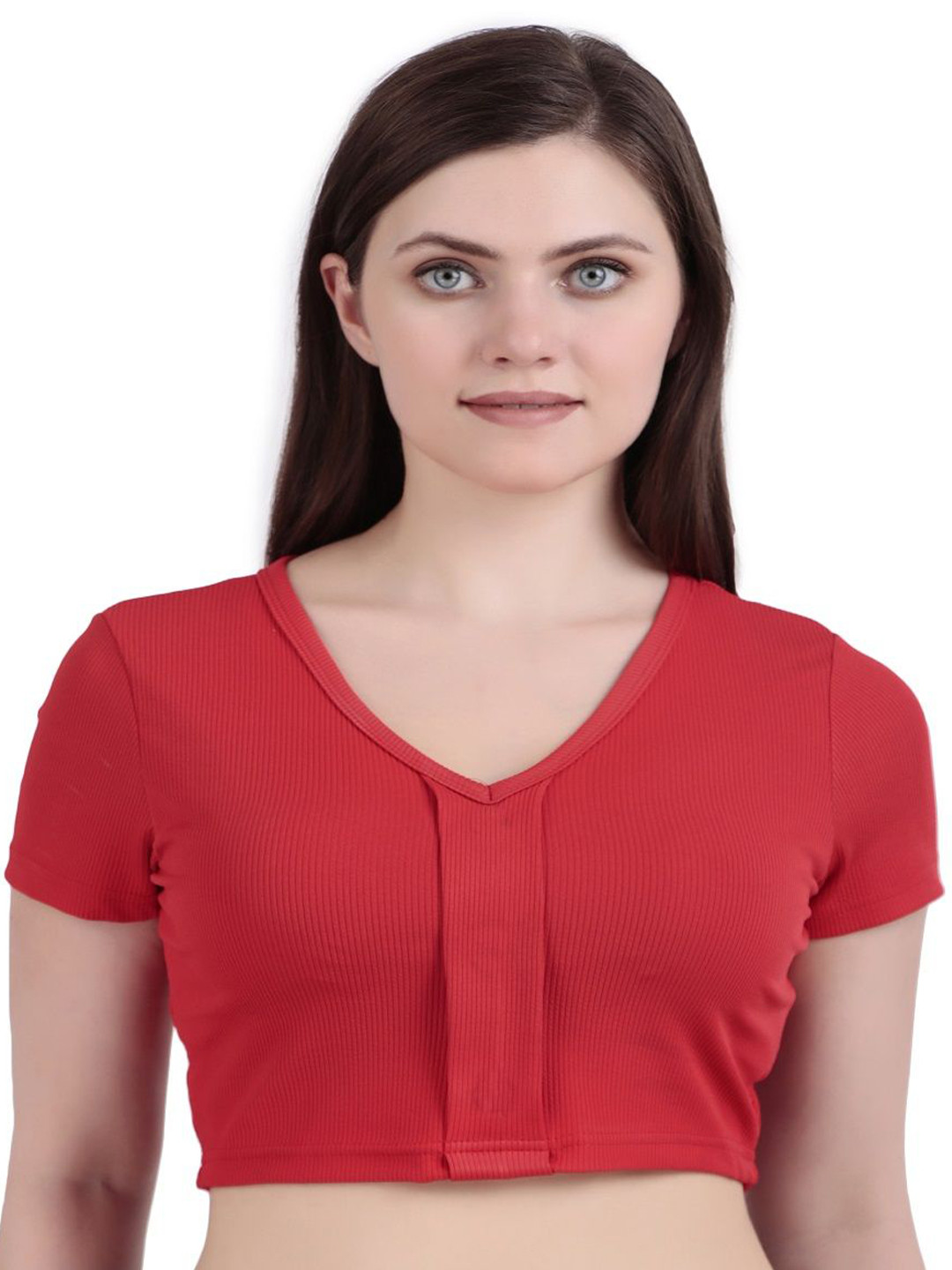 PRIME LOVE Ribbed V-Neck Crop Top