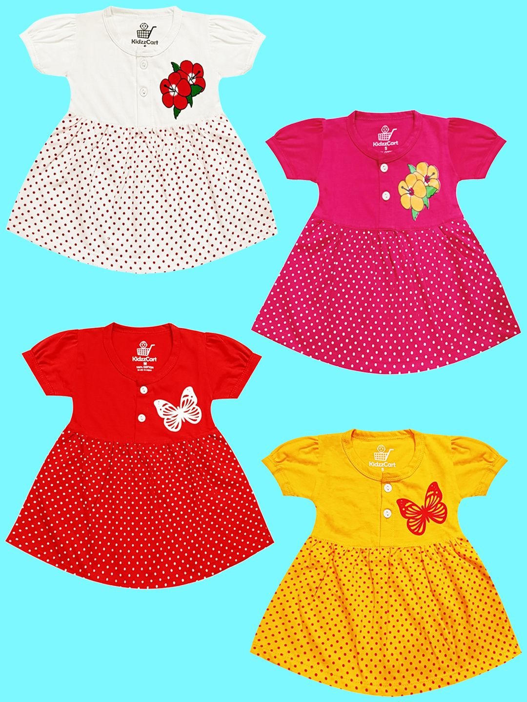 KidzzCart Women Polka Dot Printed Cotton Fit & Flare Dress