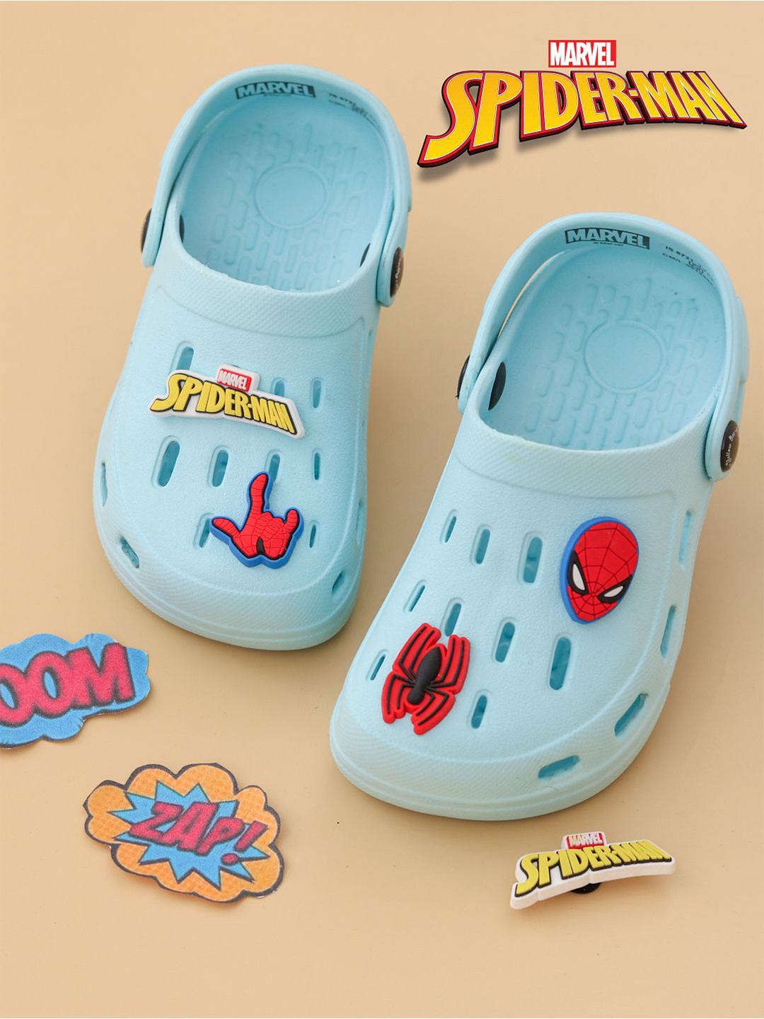 Disney By Yellow Bee Boys Marvel Spider-Man Clogs with Web & Hero Charms
