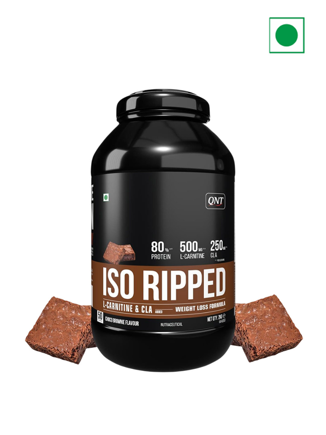 QNT ISO Ripped 100% Whey Isolate Protein For Muscle Growth - 2 Kg - Choco Brownie