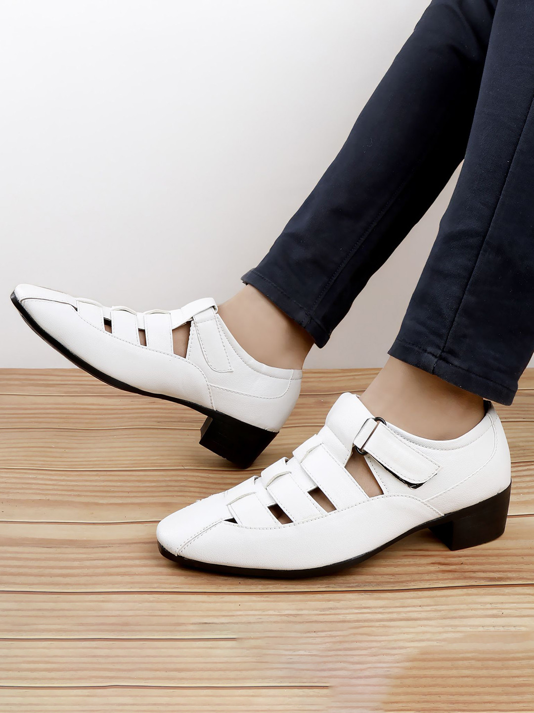 Bxxy Men 2 Inch Heel Height Increasing Formal Velcro Roman Shoe-Style Sandals