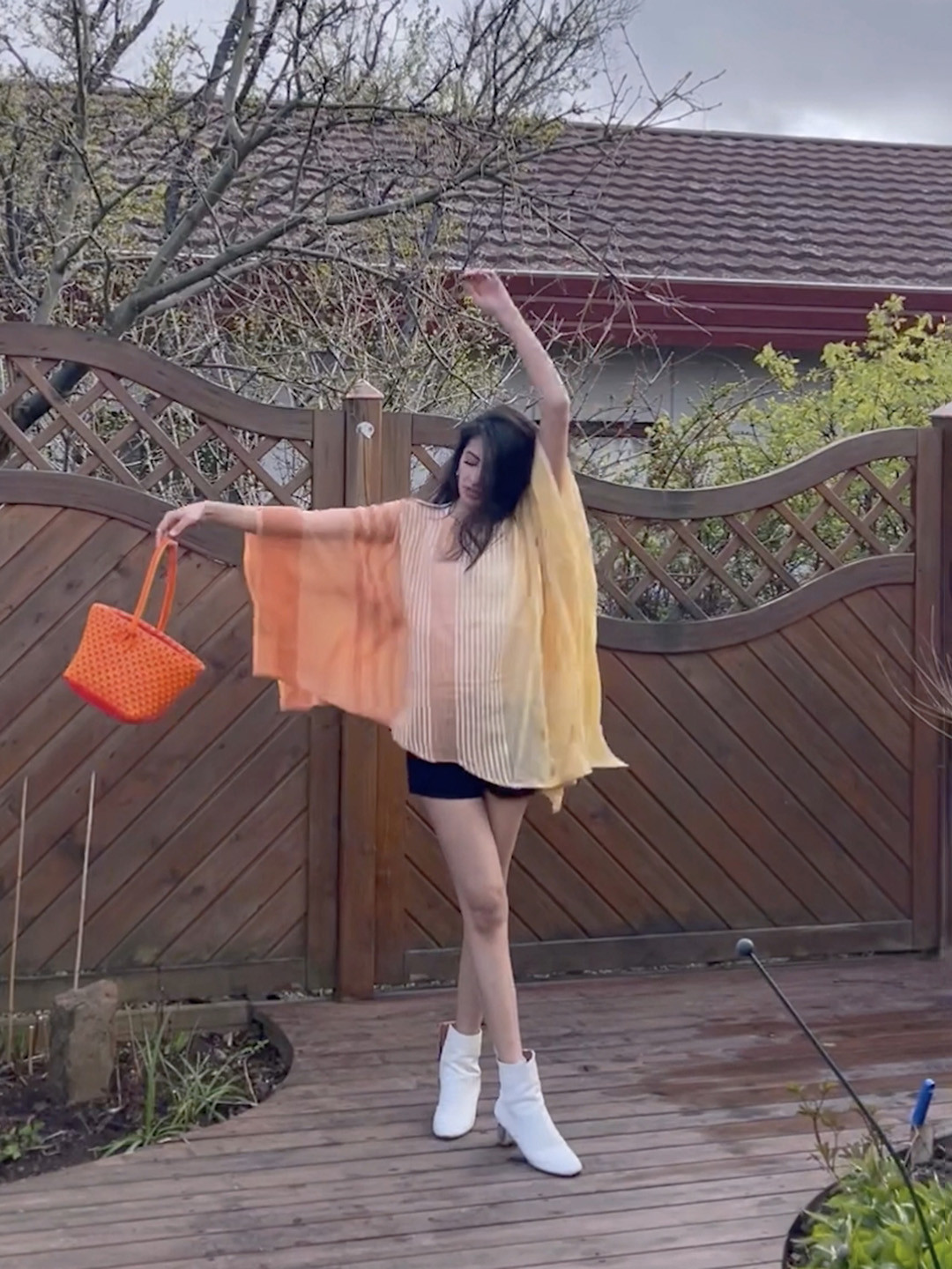 Banana Labs Striped Flutter Sleeve Blouson Dress