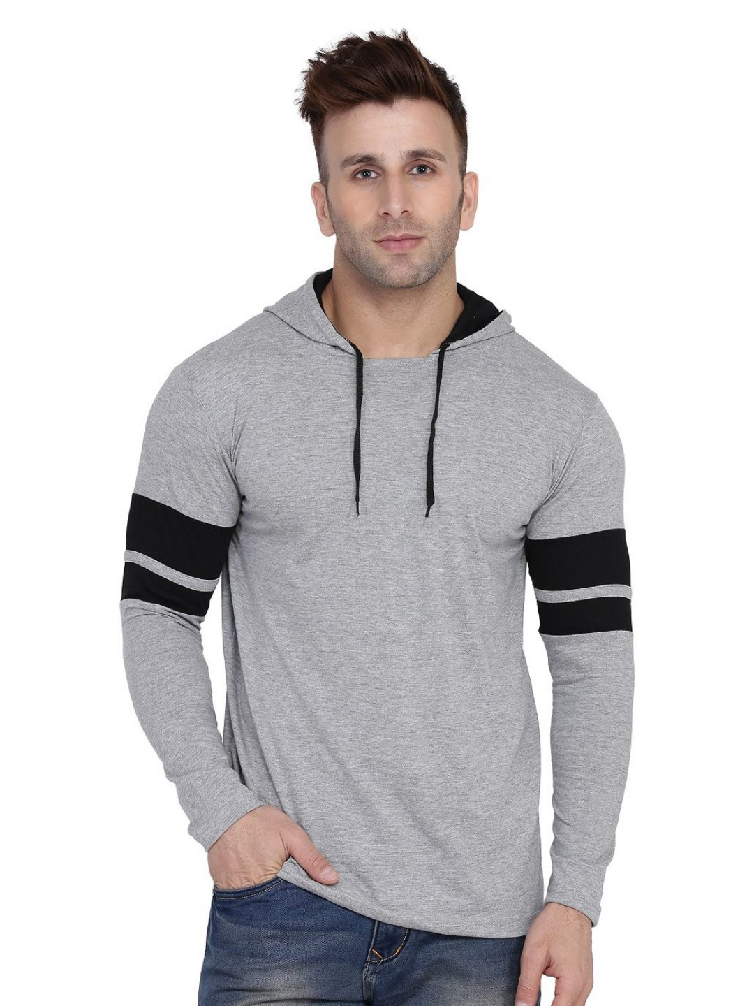 Blisstone Hood Colour Blocked Slim Fit Cotton Casual T-shirt