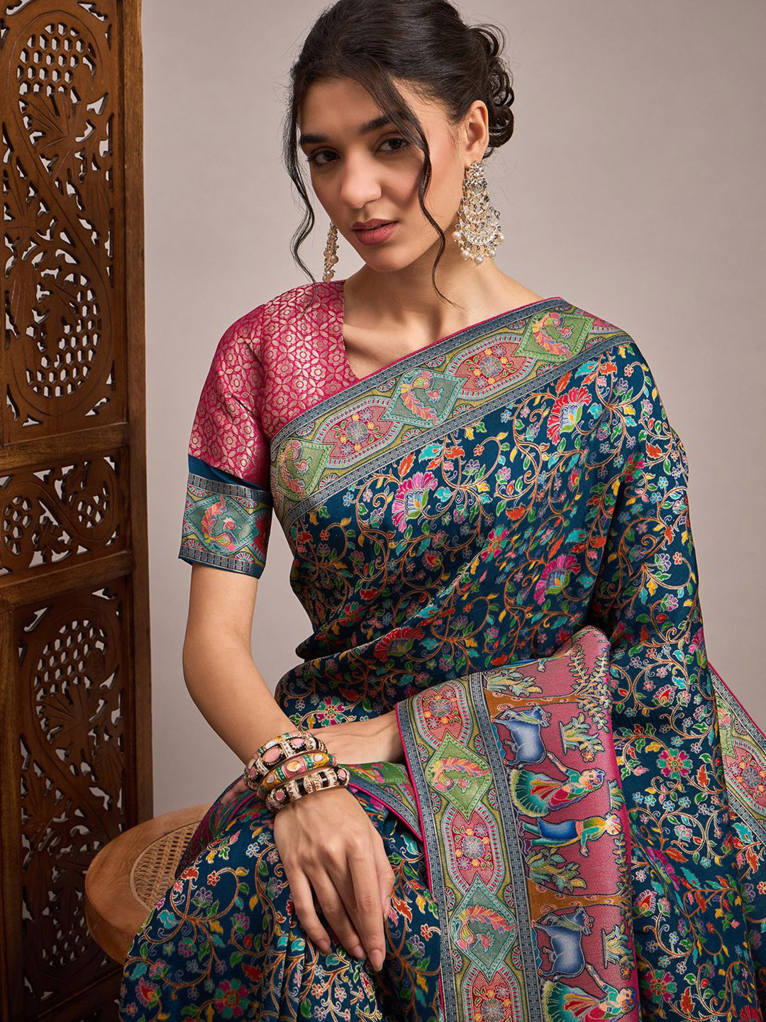 all about you Ethnic Motifs Zari Banarasi Saree