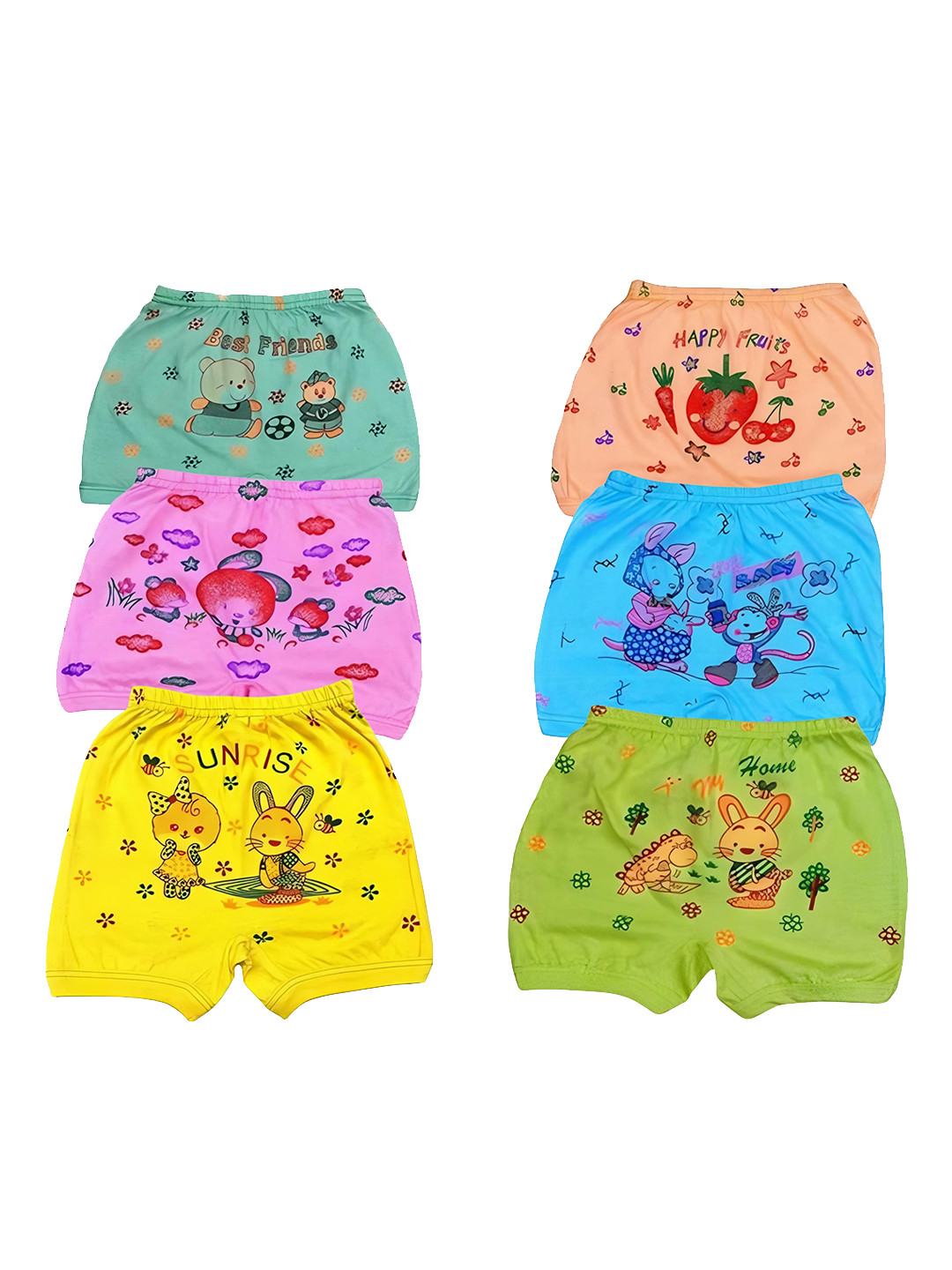 BAESD Infants Pack Of 6 Printed Cotton Boy Shorts Briefs K-CARTOON-BLOOMER-PC(6)