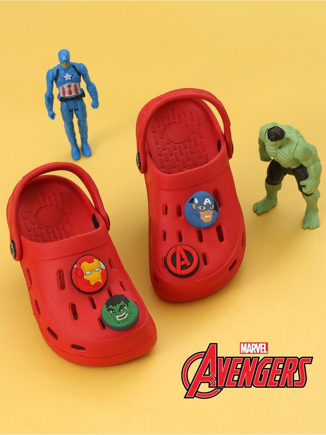 Disney By Yellow Bee Boys Marvel Avenger Clogs with Iron Man Hulk & Captain America Charms