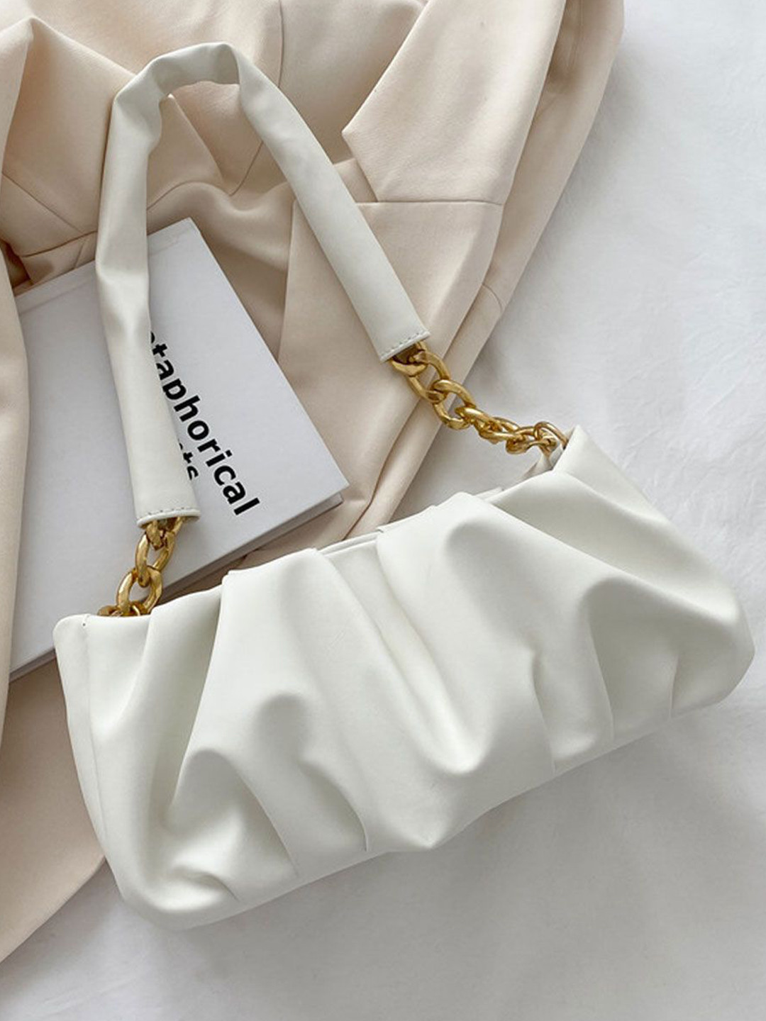 SAPPIERO Zip Detail Baguette Shoulder Bag