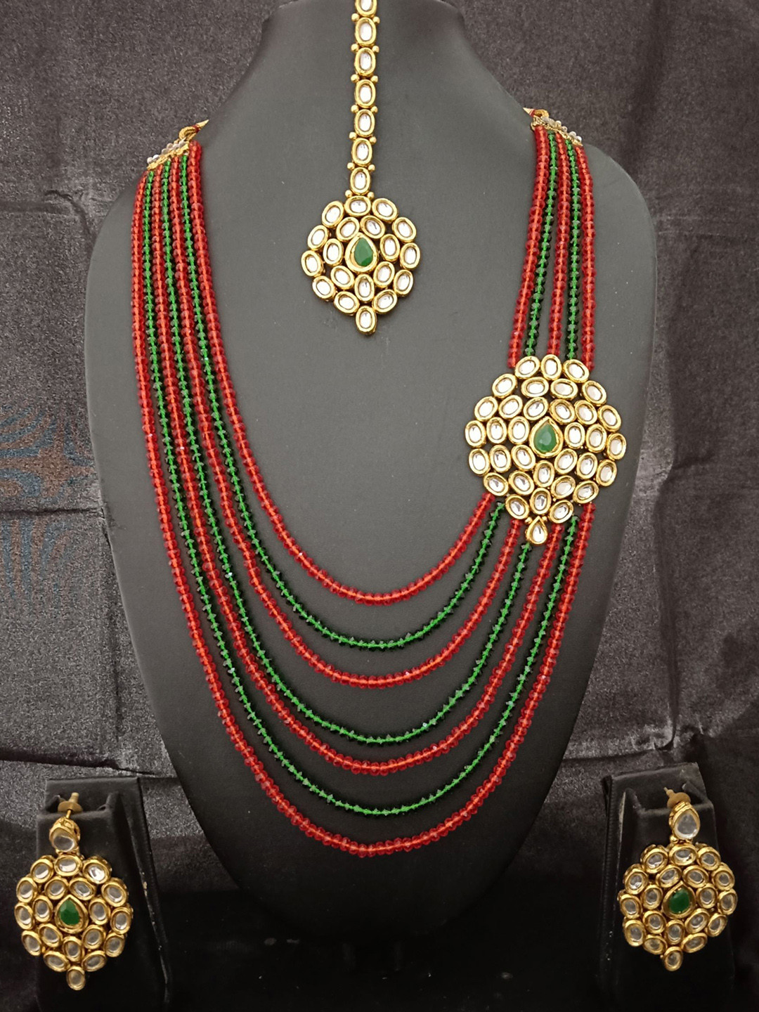 EVA Gold-Plated Kundan-Studded & Beaded Jewellery Set