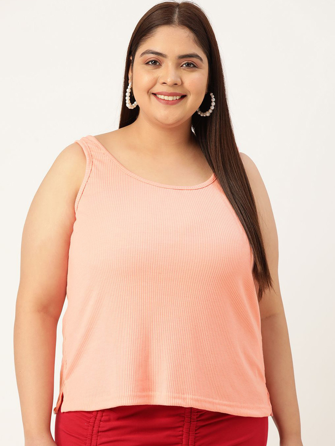 theRebelinme Women Ribbed Cotton Tank Plus Size Top