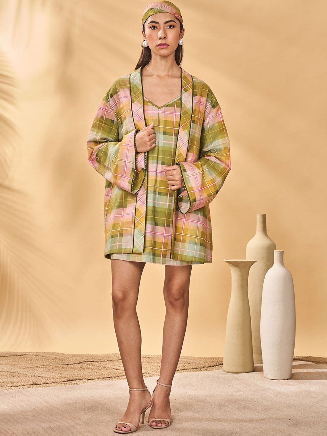 Masaba Women Holiday Home Pina Colada Checkered Jacket