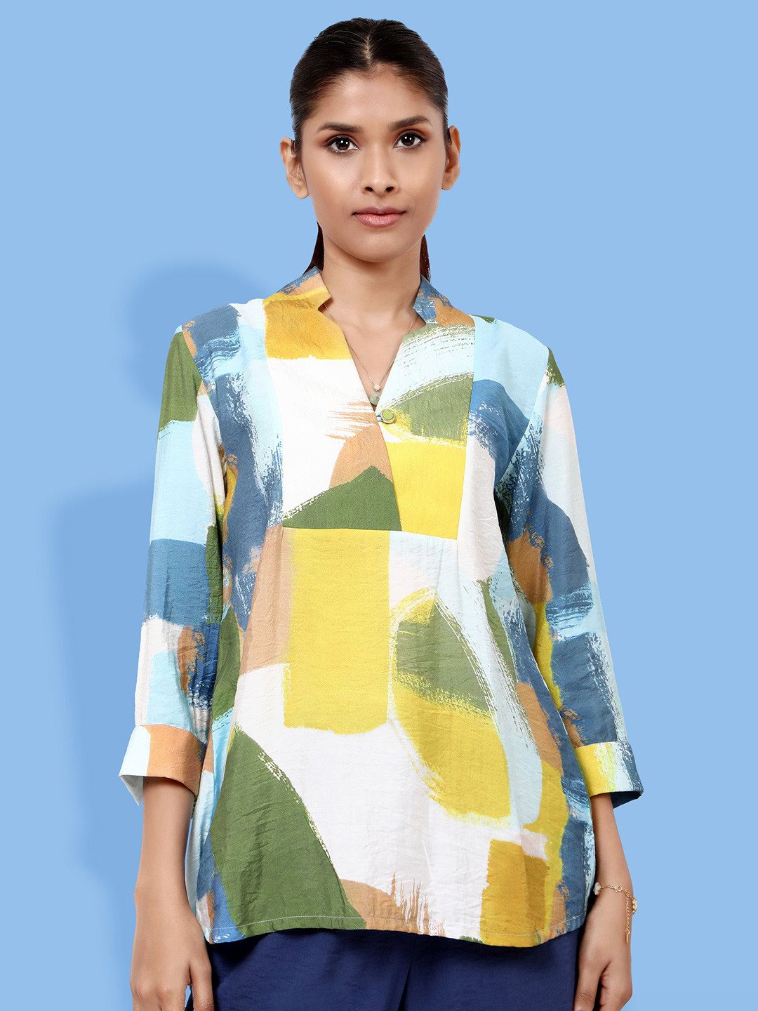 Tamiska By Narendra Kumar Women Abstract Print Shirt Style Regular Top
