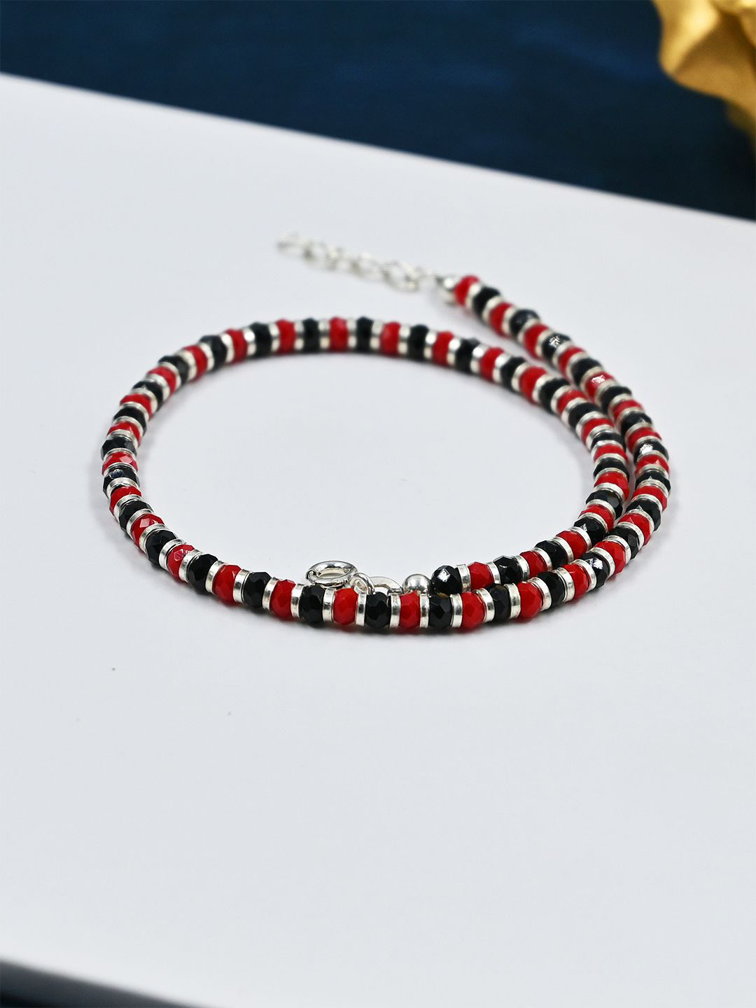 Parnika 925 Sterling Silver Artificial Beaded Anklet