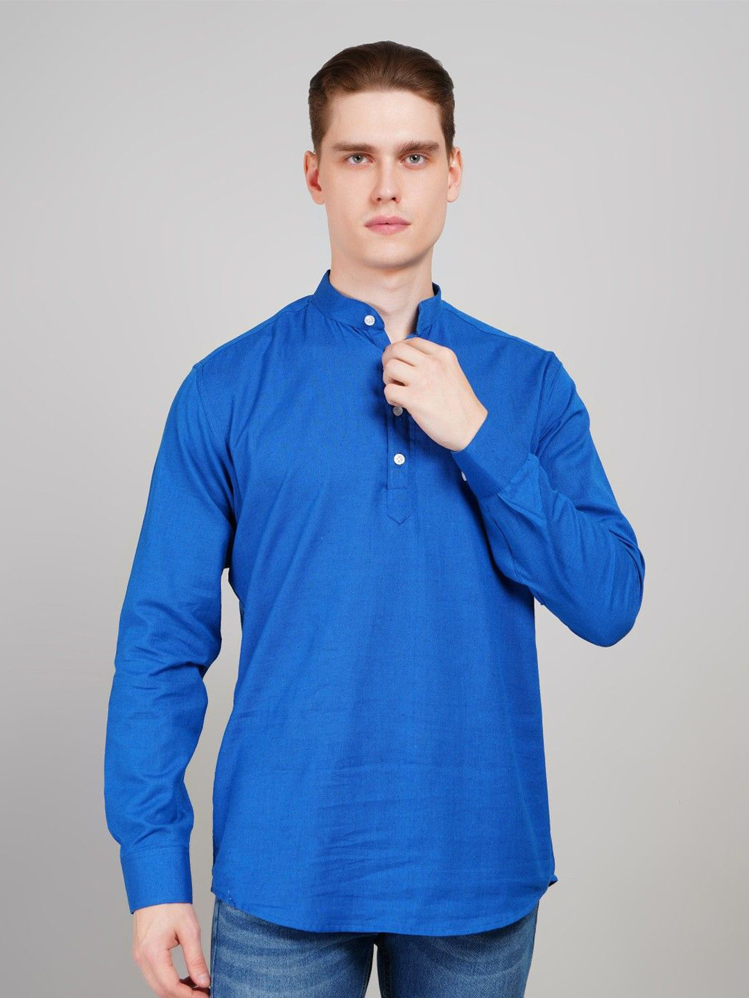 Le Mec Men Solid Aline Above Knee Length Regular Kurta
