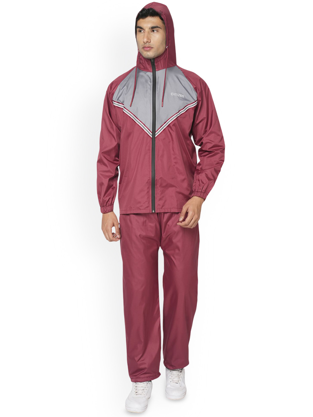 Citizen CR021 Polyster Long Sleeves Solid Raincoat For Men