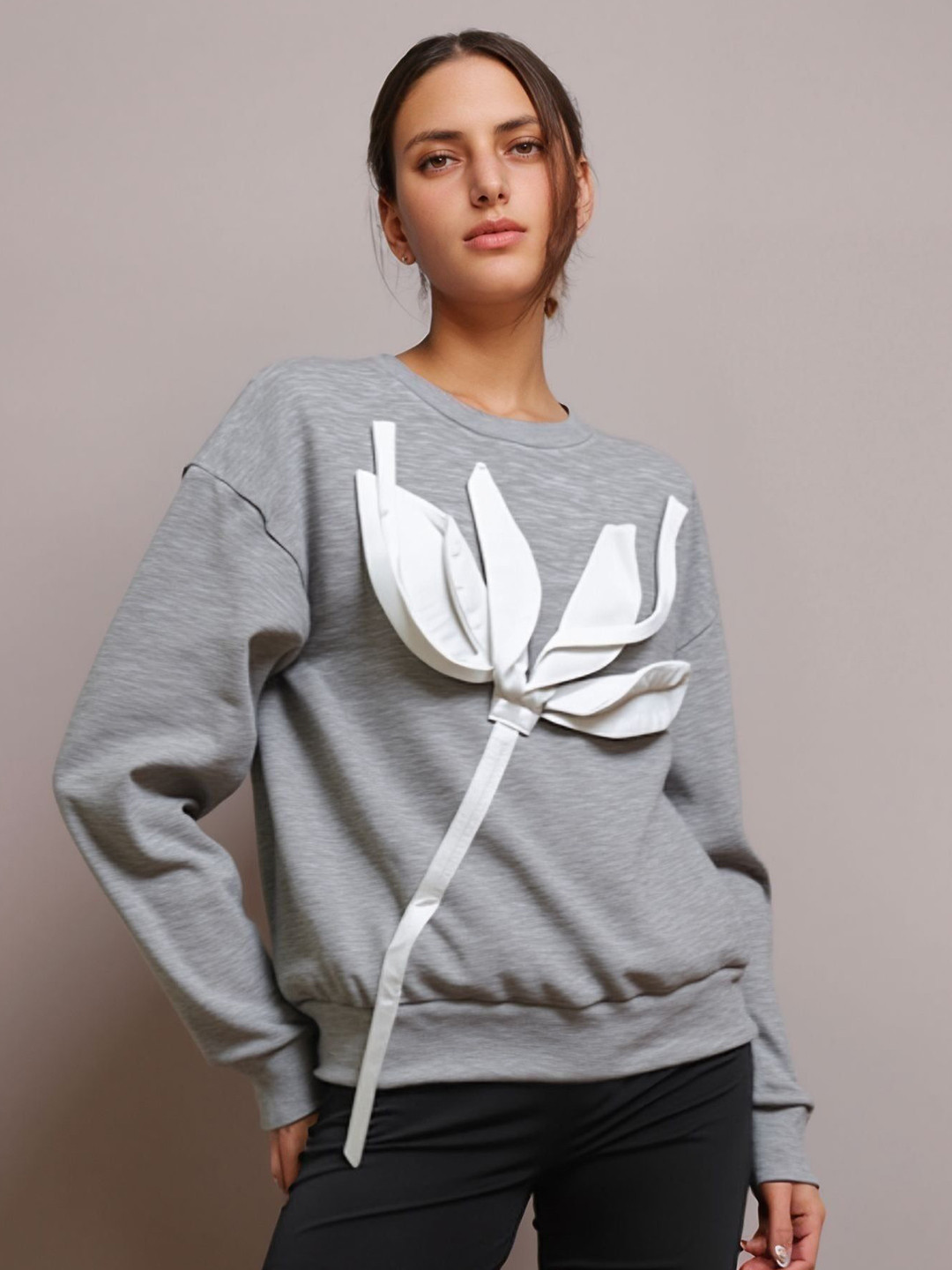 Outzidr Grey Applique Top