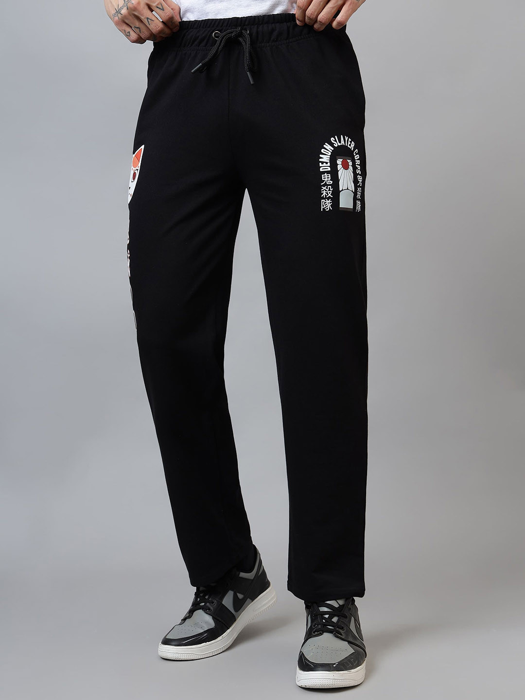 Free Authority Men Demon Slayer Anime Printed Mid Rise Track Pants