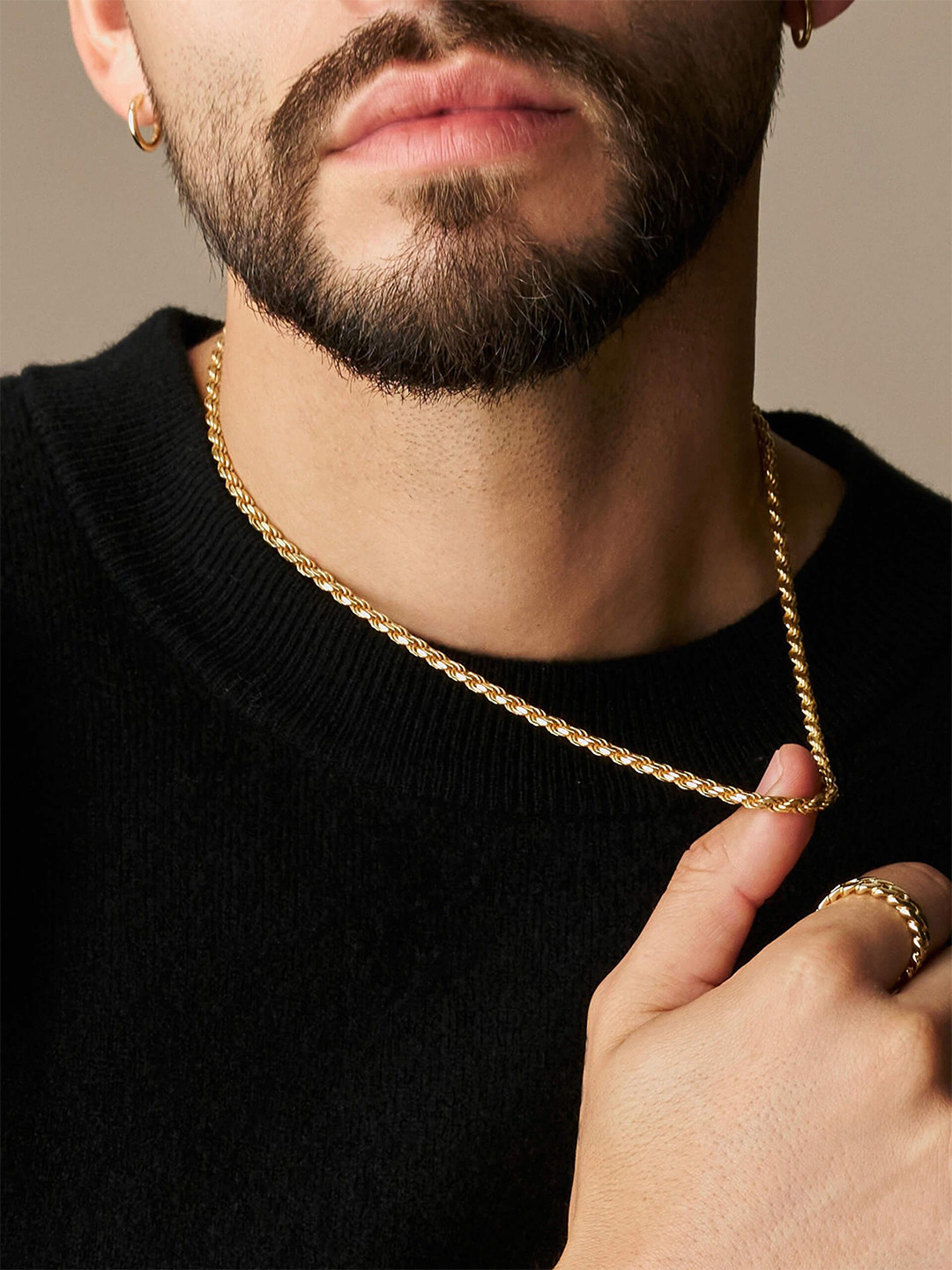 ELEGANTDREAM Men Gold-Plated Classic Rope Designer Chain