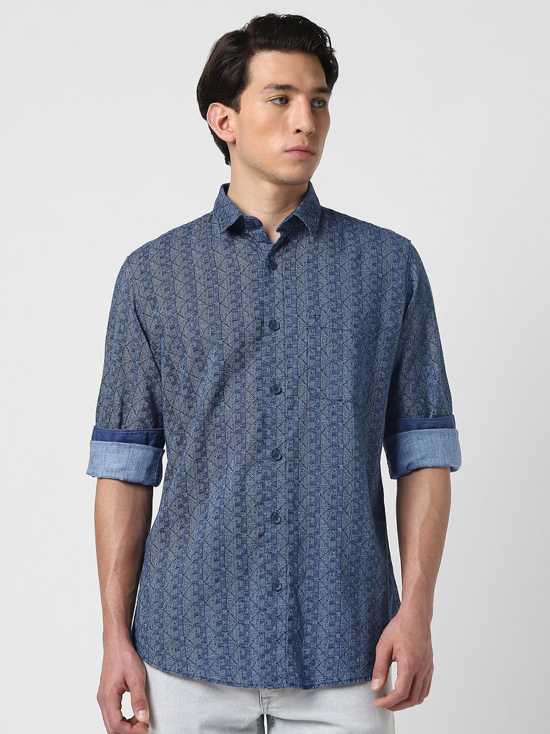 VAN HEUSEN DENIM LABS Men Abstract Printed Regular Shirt