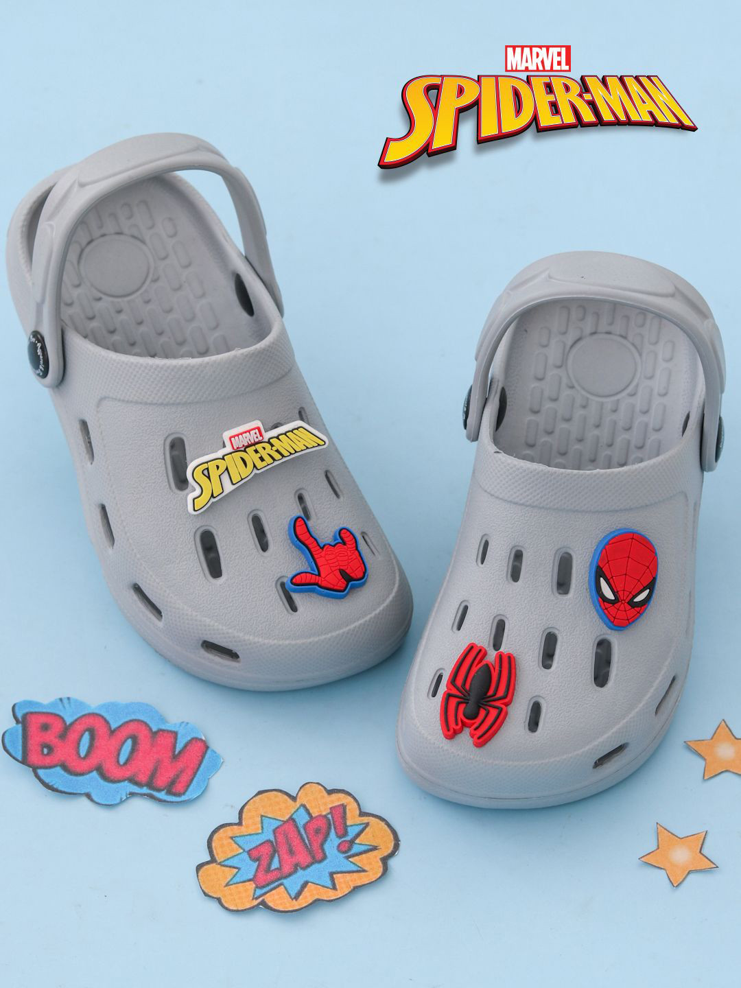 Disney By Yellow Bee Boys Marvel Spider-Man Clogs with Web & Hero Charms