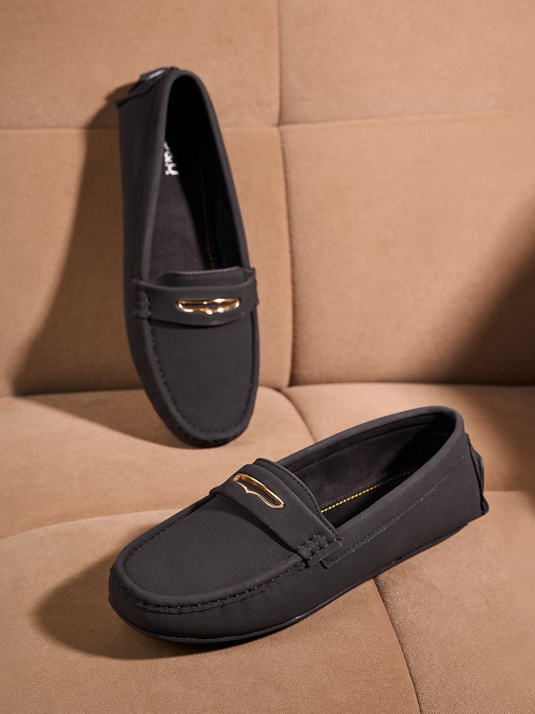 ID Women Solid Buckles  Horsebit Loafers Casual Shoes