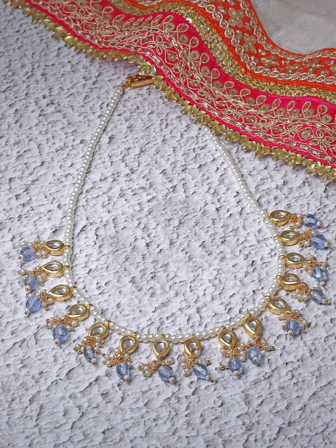 DUGRISTYLE Neela Ujala Haar Gold-Plated Kundan Studded Necklace