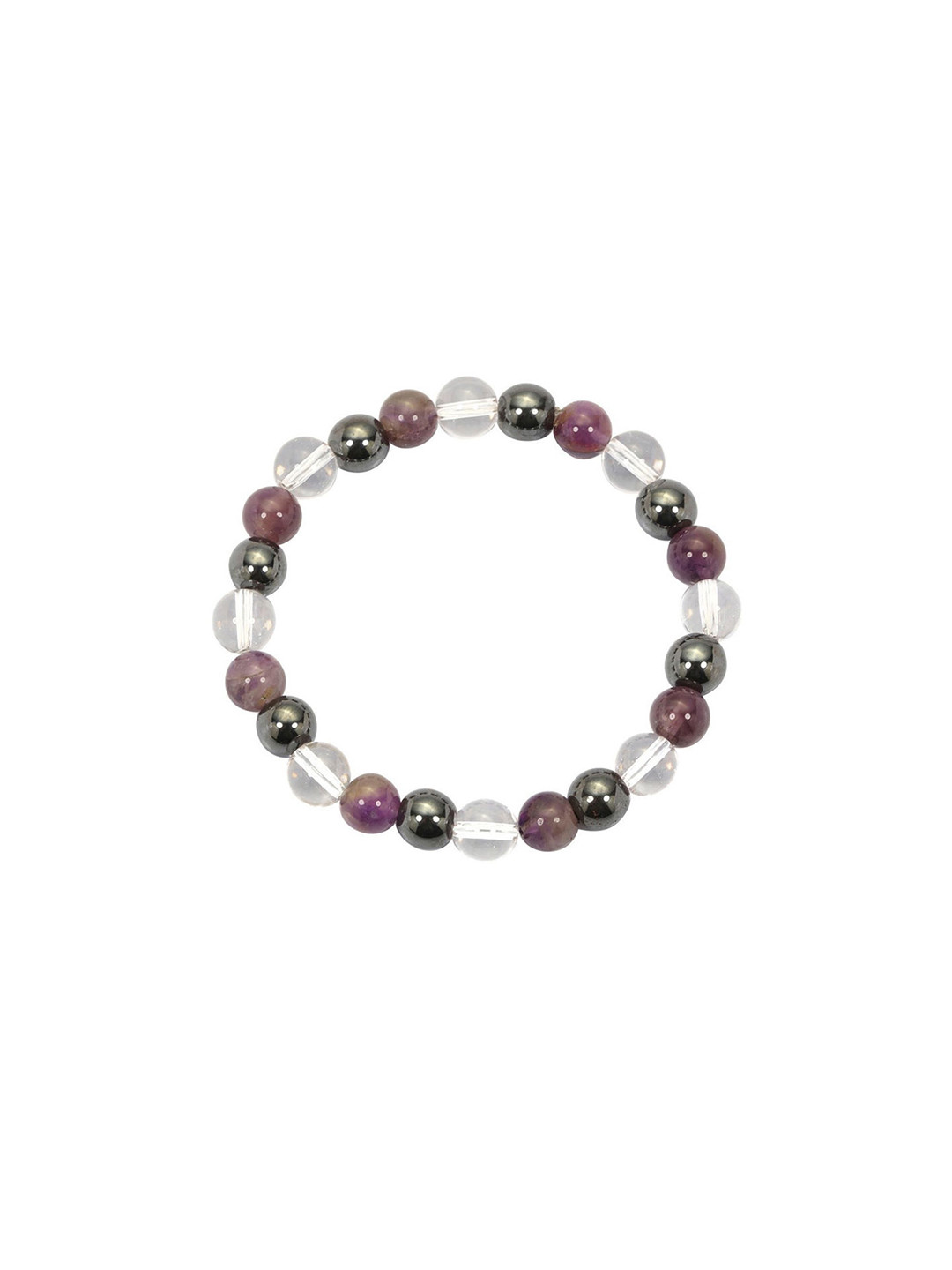RDK Aquarius Zodiac Leather Amethyst Beaded Elasticated Bracelet