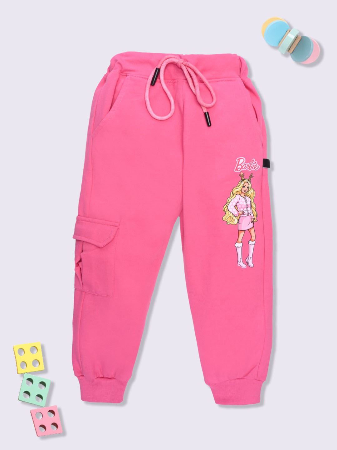 YK X Minute Mirth Girls Barbie Printed Cotton Cargos