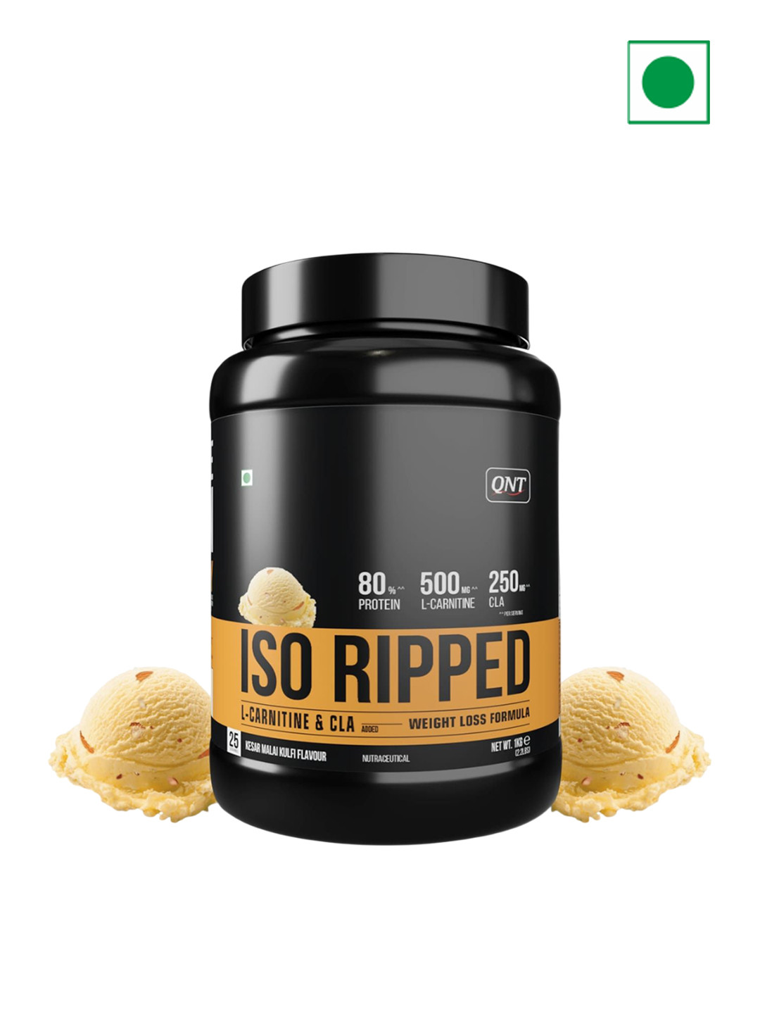 QNT ISO Ripped 100% Whey Isolate Protein For Muscle Growth - 1Kg - Kesar Malai Kulfi