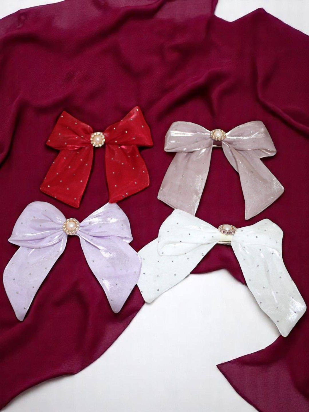 Jolly Faces Women Set of 4 Embellished Alligator Hair Clip