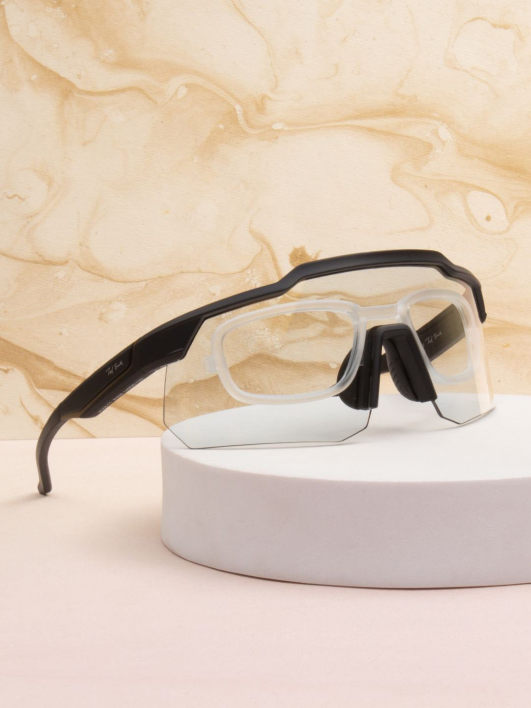 Ted Smith Unisex Black Photochromic Lens & Prescription Lens Clip Sports Shooting Glasses