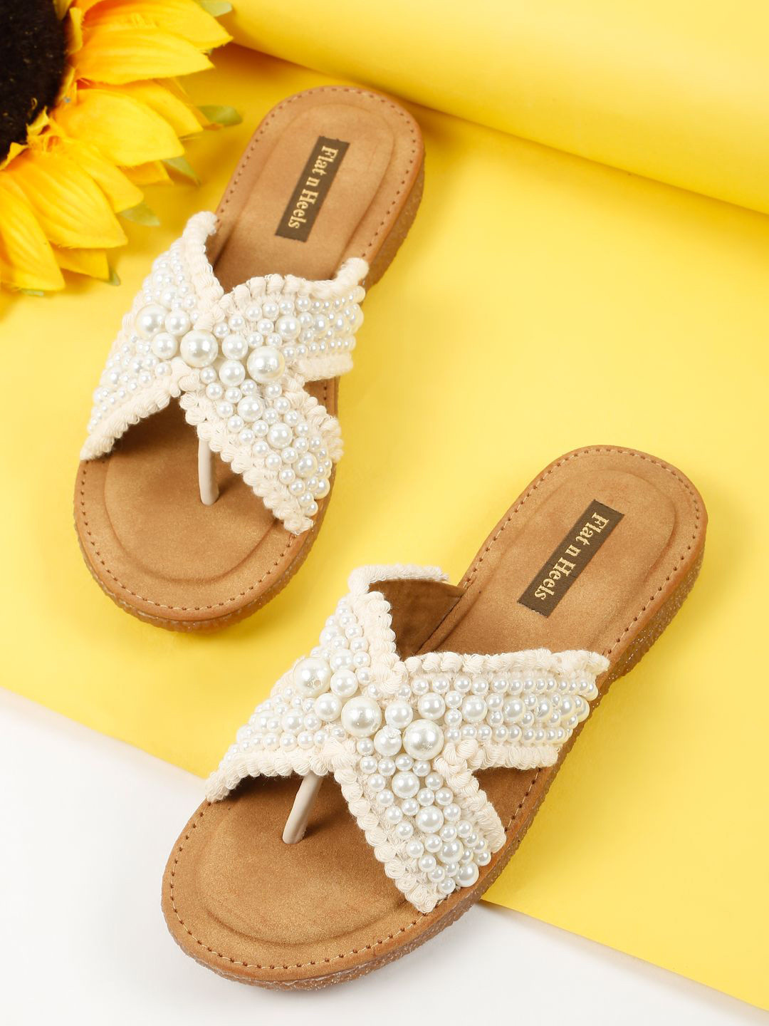 Flat n Heels Women Embellished Slip-On Open Toe Flats