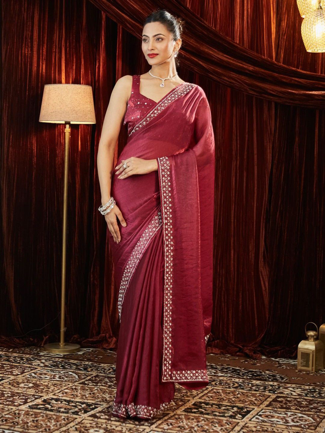 Branzios Embroidered Silk Blend Saree