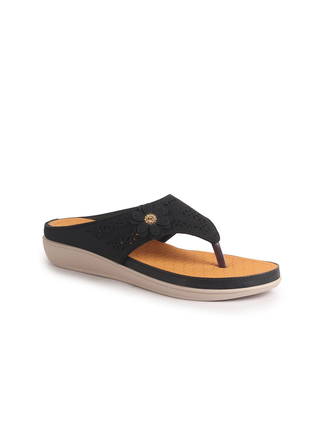 FAUSTO Women Colourblocked Orthopedic Open Toe Flats with Arch Support