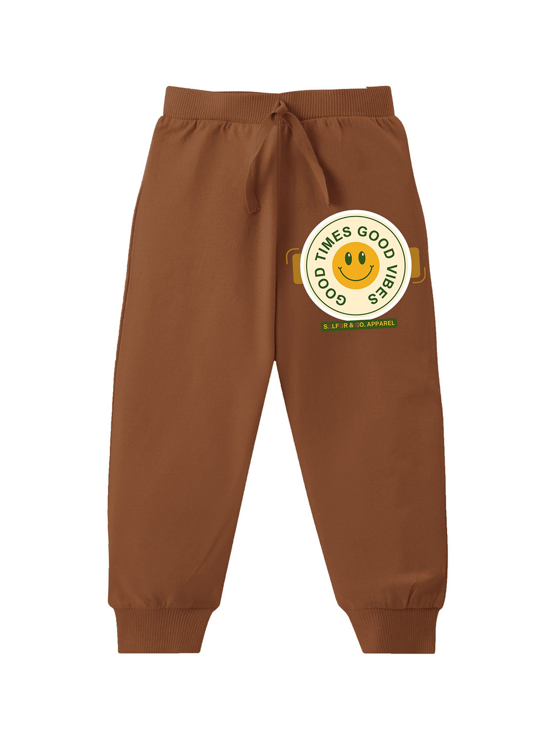 KAVEE Boys Good Times Good Vibex Printed Pure Cotton Joggers