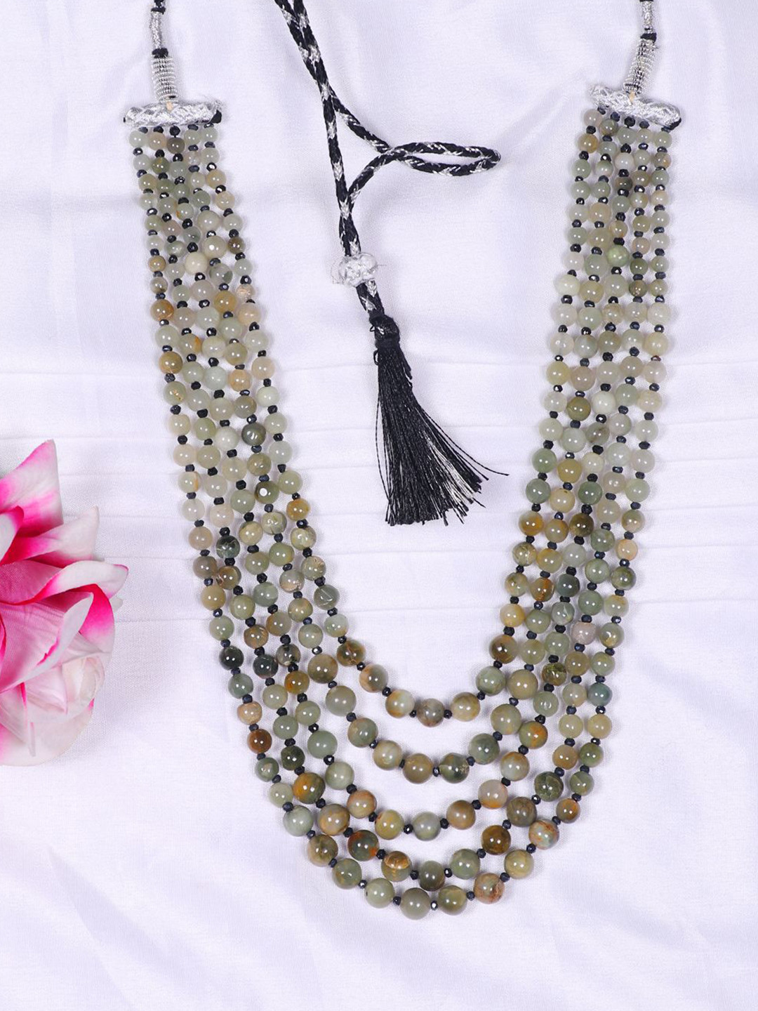 Raj Gems Cat's Eye & Black Spinel Gemstone Beaded Layered Necklace