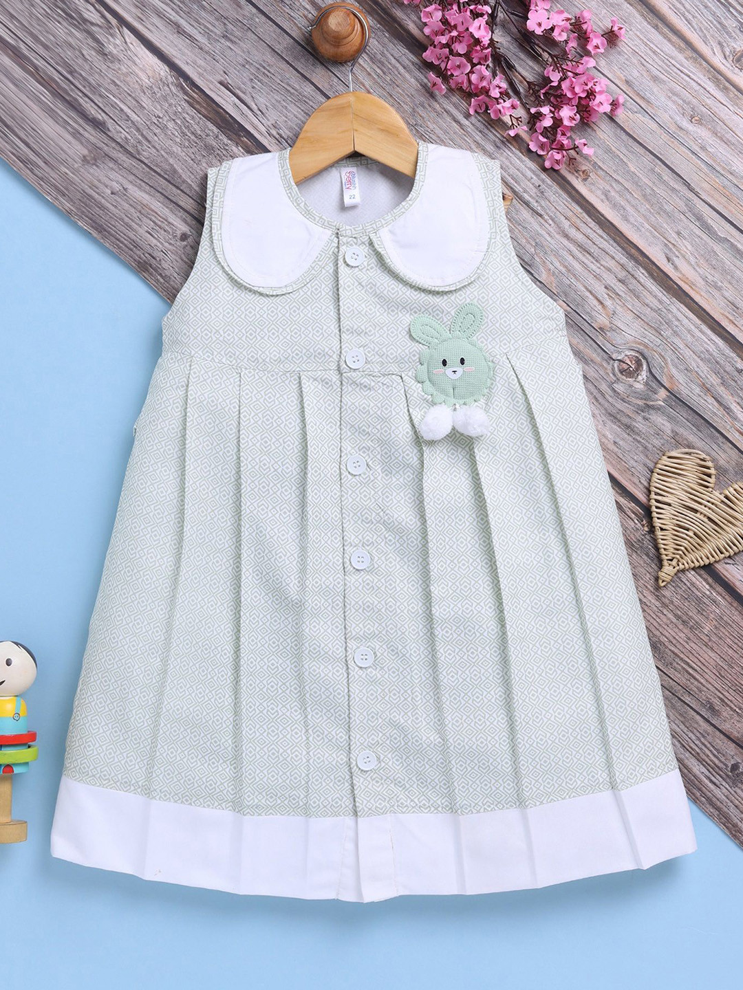 Blushh Berry Kids-Girls Peter Pan Collar Knee Length Fit & Flare Dress