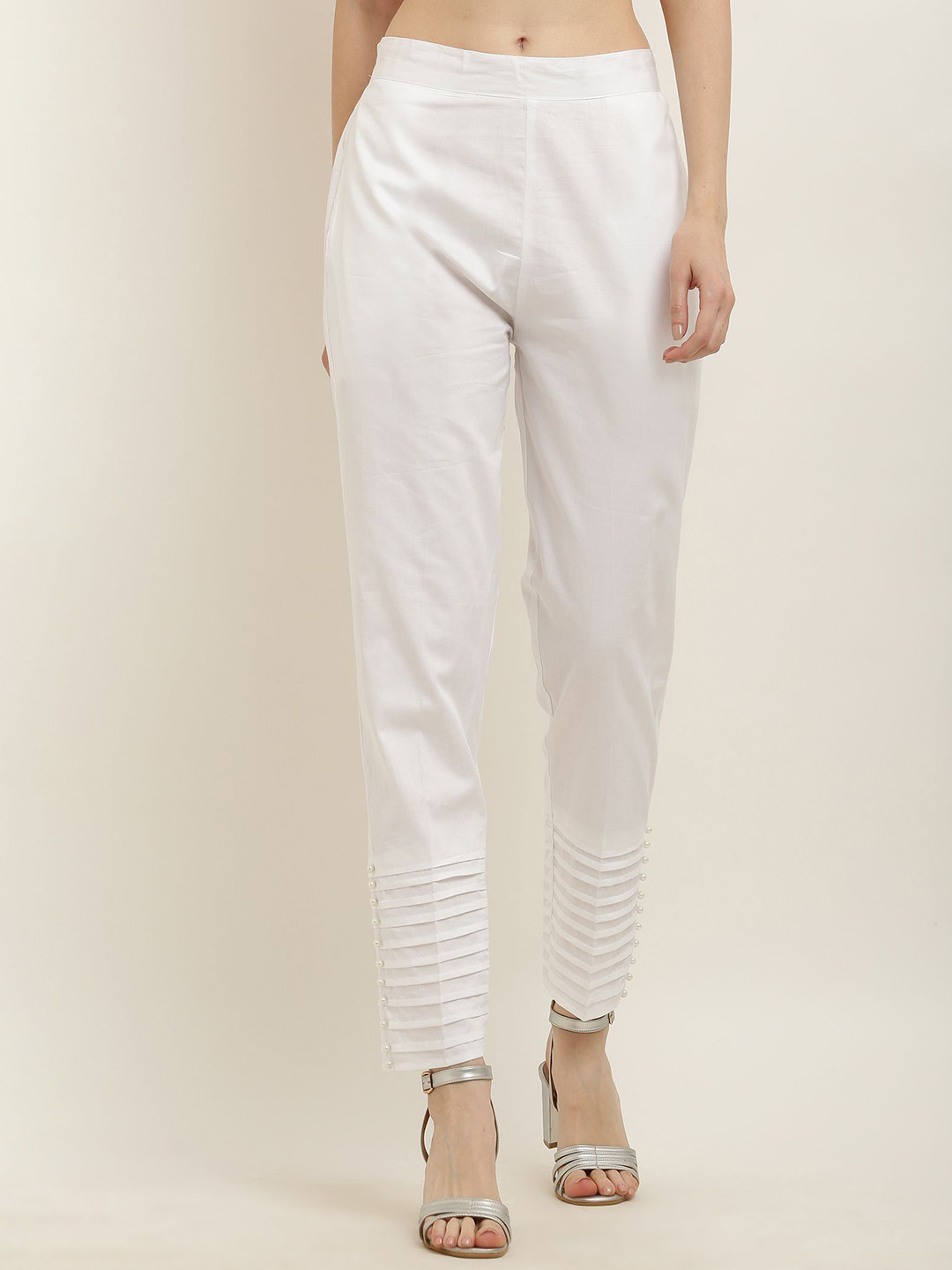 Moda Rapido Women Embellished Relaxed Easy Wash Party Cigarette Trousers