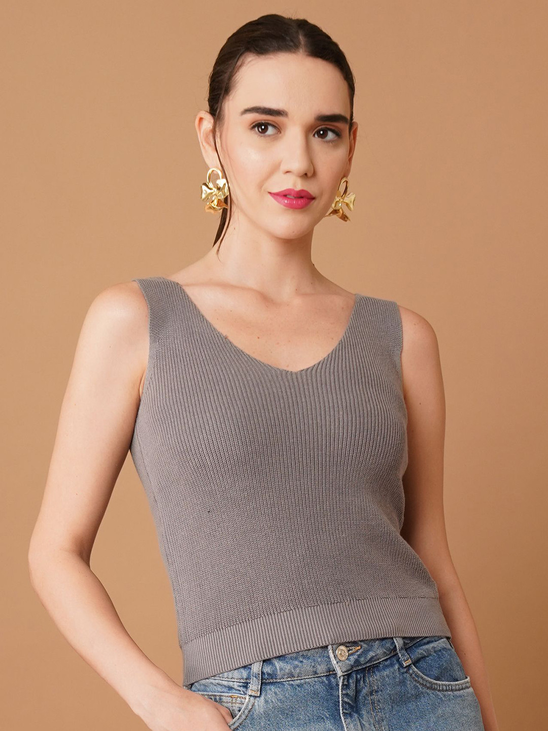 Chemistry Women Textured Self Design Cotton Crop Top