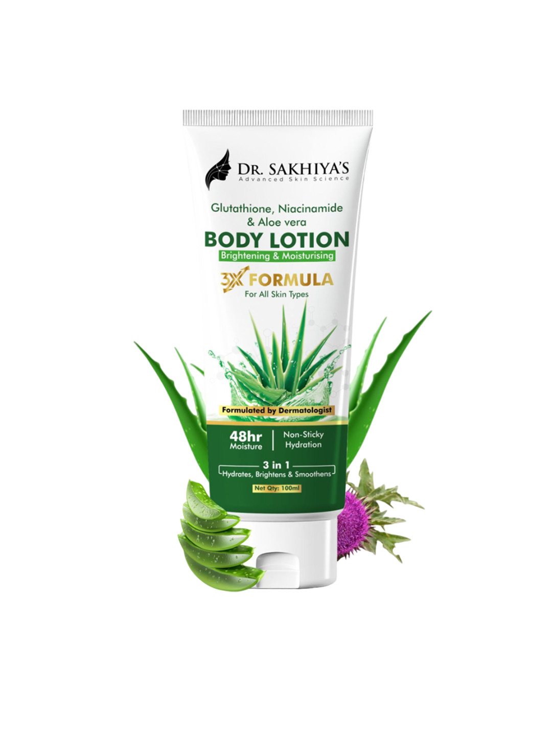 DR. SAKHIYA'S Glutathione, Niacinamide & Aloe Vera Body Lotion- 100 ml