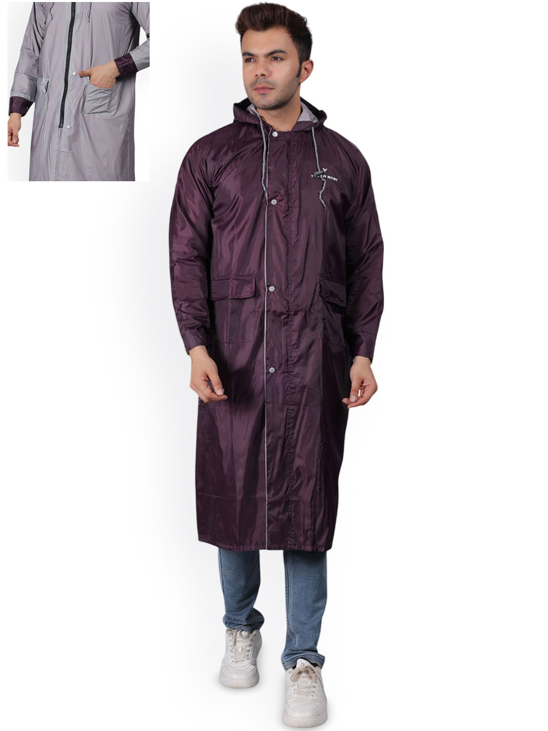 YOUTH ROBE Waterproof Tapping Rain Jacket With Carrying Pouch