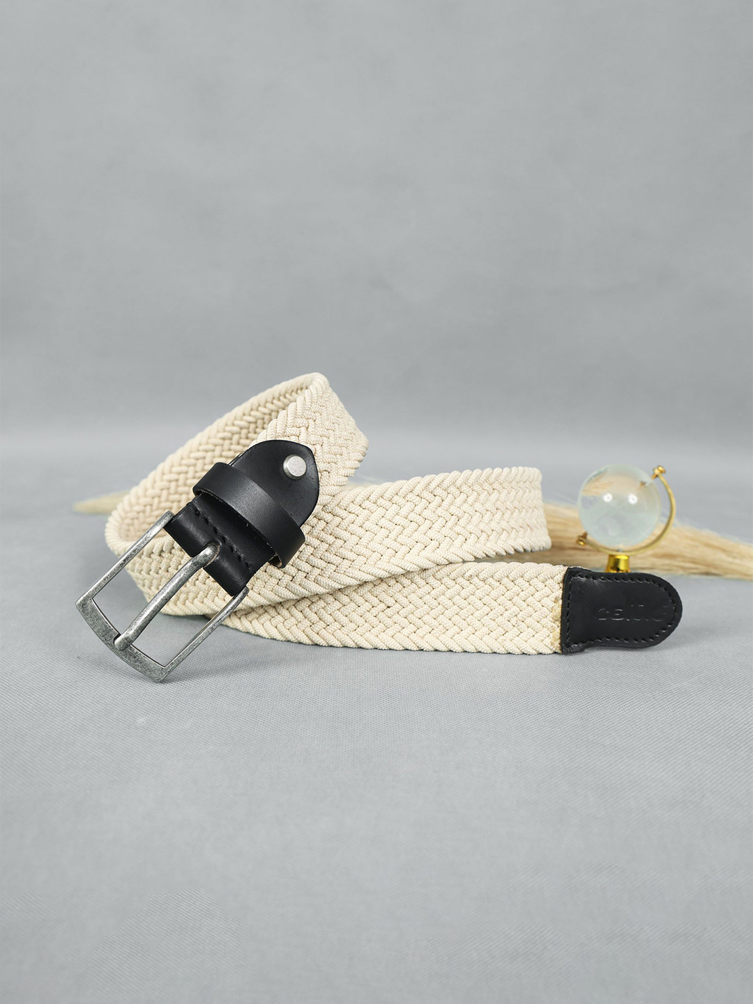 Celtic Unisex Beige Braided Leather Belt with Classic Tang Closure